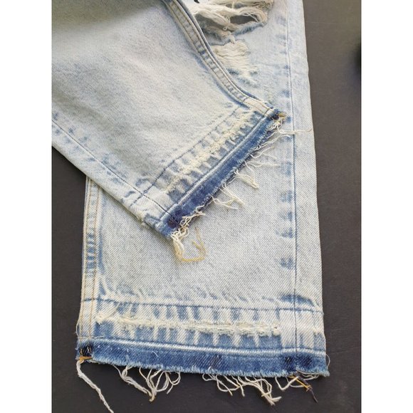 Zara Destroyed Graffitti Jeans 32 x 24 Loose Crop Unisex? Mens Womens - Picture 5 of 12